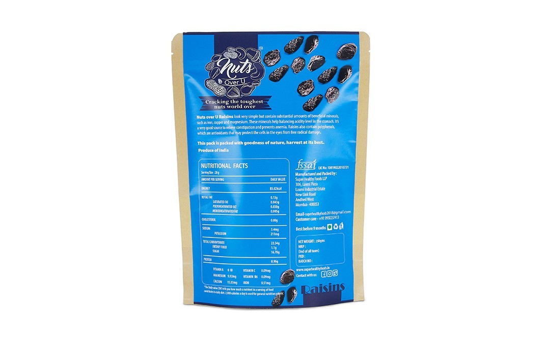 Nuts Over U Raisins (Black)    Pack  250 grams